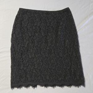 Diane Von Furstenberg Sz 8 Black Lace Pencil Skirt